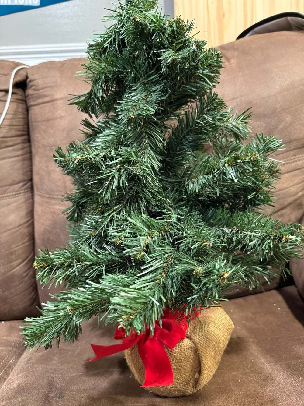 Unbranded Tabletop Artificial Christmas Tree 18 Inch Burlap Base